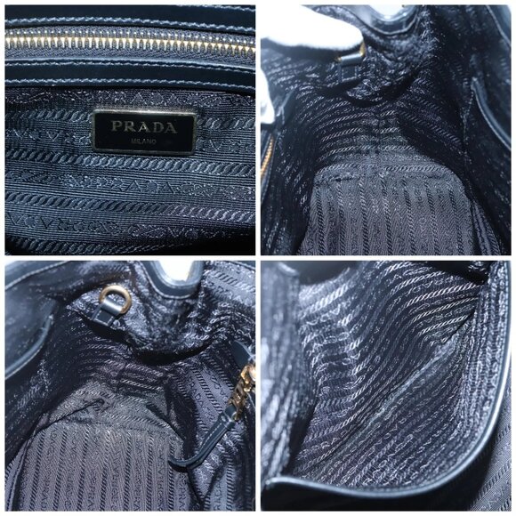 PRADA Hand Bag Canvas 2way Black Gold Auth - Picture 15 of 16